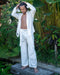 White Cotton Shaman Shirt – Unisex Spiritual Boho Top – Handmade Festival Clothing – Tribal Yoga Wear