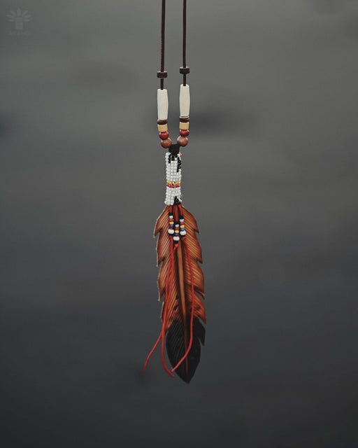 Leather Shaman Amulet | Beaded Festival Necklace | Boho Ethnic Jewelry | Adjustable Ceremony Accessory | Handmade Shamanic Jewelry