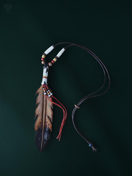 Leather Shaman Amulet | Beaded Festival Necklace | Boho Ethnic Jewelry | Adjustable Ceremony Accessory | Handmade Shamanic Jewelry