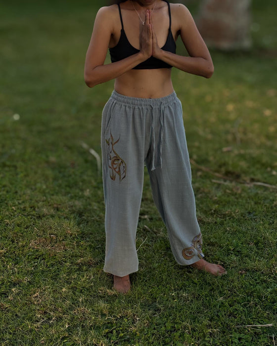 Hand-Painted Cotton Training Pants – Unisex Yoga & Travel Pants with Pockets – Artistic Taichi Loungewear