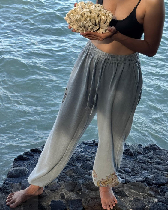 Hand-Painted Cotton Training Pants – Unisex Yoga & Travel Pants with Pockets – Artistic Taichi Loungewear