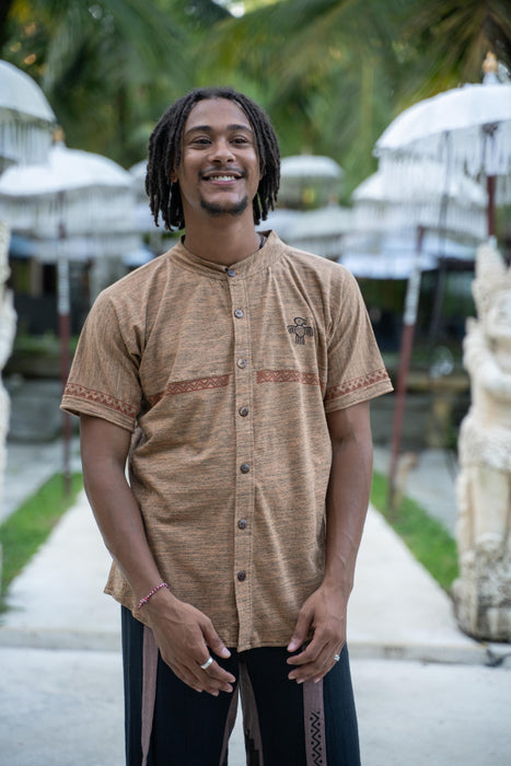Men’s Tribal Cotton Sleeveless Shirt – Hand Printed, Boho Festival Tank, Shamanic Style, Soft Knit, 100% Cotton, Ethnic Pattern