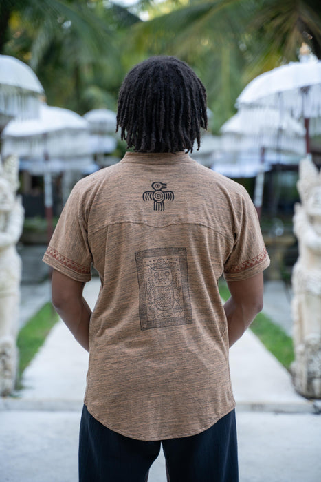 Men’s Tribal Cotton Sleeveless Shirt – Hand Printed, Boho Festival Tank, Shamanic Style, Soft Knit, 100% Cotton, Ethnic Pattern