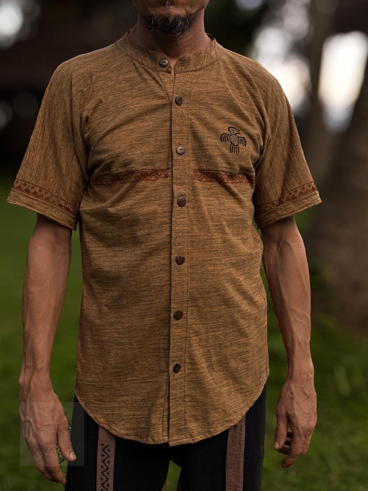 Men’s Tribal Cotton Sleeveless Shirt – Hand Printed, Boho Festival Tank, Shamanic Style, Soft Knit, 100% Cotton, Ethnic Pattern