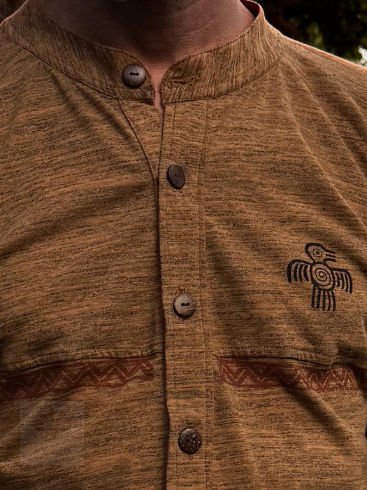 Men’s Tribal Cotton Sleeveless Shirt – Hand Printed, Boho Festival Tank, Shamanic Style, Soft Knit, 100% Cotton, Ethnic Pattern