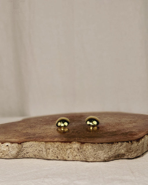 Shaman Mirror Bronze Earrings – 2cm Protective Amulet Studs – Ethnic Boho Jewelry – Tribal Spirit Gift