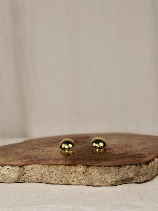 Shaman Mirror Bronze Earrings – 2cm Protective Amulet Studs – Ethnic Boho Jewelry – Tribal Spirit Gift