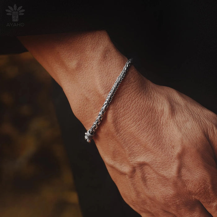 Ethnic Silver Bracelet | Unisex Tribal Bracelet | Handmade Boho Jewelry | Adjustable Sterling Silver Bracelet | Bohemian Cuff Bracelet