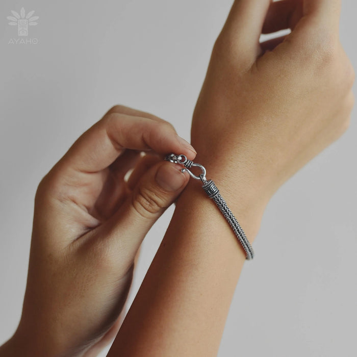 Ethnic Silver Bracelet | Unisex Tribal Bracelet | Handmade Boho Jewelry | Adjustable Sterling Silver Bracelet | Bohemian Cuff Bracelet