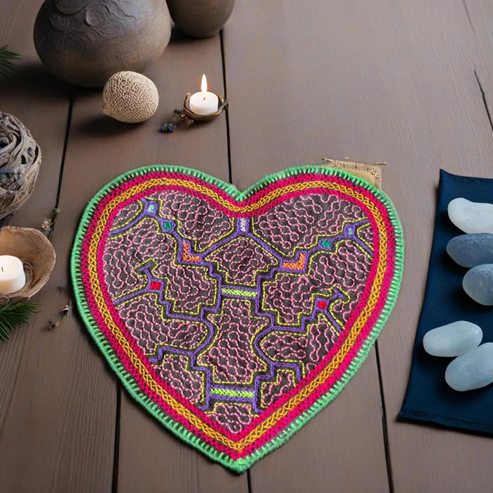 Hand-Embroidered Shipibo Love Altar Mat 21 cm