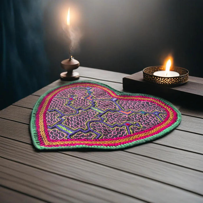 Hand-Embroidered Shipibo Love Altar Mat 21 cm