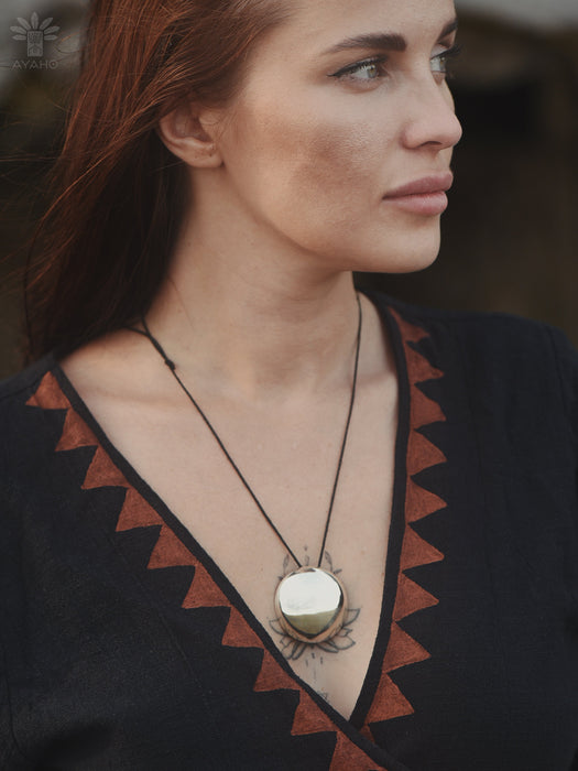 Bronze Shaman Mirror • Handcrafted Talisman for Protection