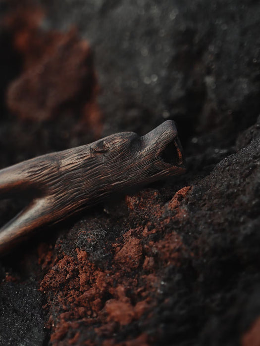 Kuripe "Totem - Bear" Made of Fused Rosewood with Bronze Caps – Shamanic Tool for Rapé Ceremonies 