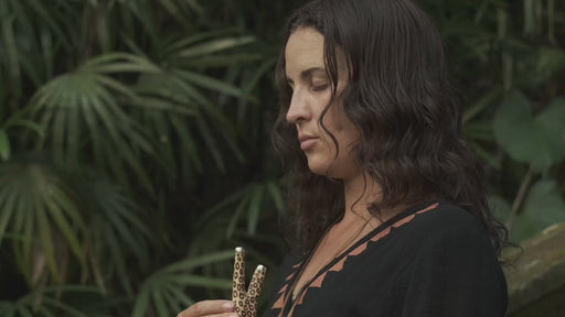 Handcrafted Shamanic Kuripe Pipe with Jaguar Motif for Hape