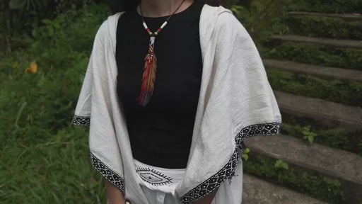 Leather Shaman Amulet | Beaded Festival Necklace | Boho  Ethnic Jewelry | Adjustable Ceremony Accessory | Handmade Shamanic Jewelry