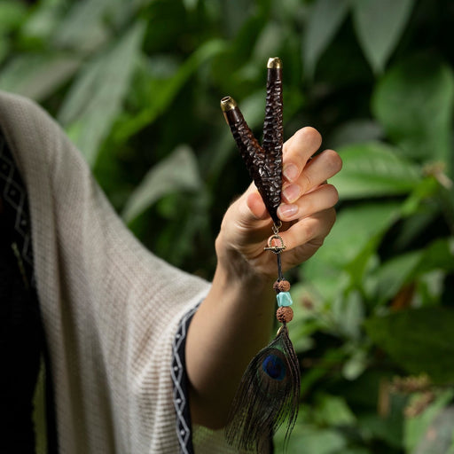 Experience the enchanting power of our Rosewood Kuripe, meticulously handcrafted for self-served Rapéh ceremonies. Crafted from elite rosewood by skilled artisans in Bali, it's more than a tool—it's a portal to deeper spiritual experiences.