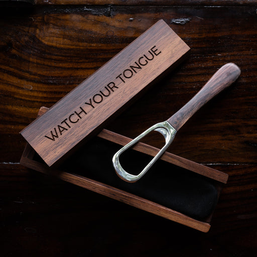 Upgrade your oral care with our Palissandre and Sterling Silver Tongue Scraper. Crafted from exquisite wood and antibacterial silver, it effectively removes plaque, ensuring a cleaner, healthier mouth.